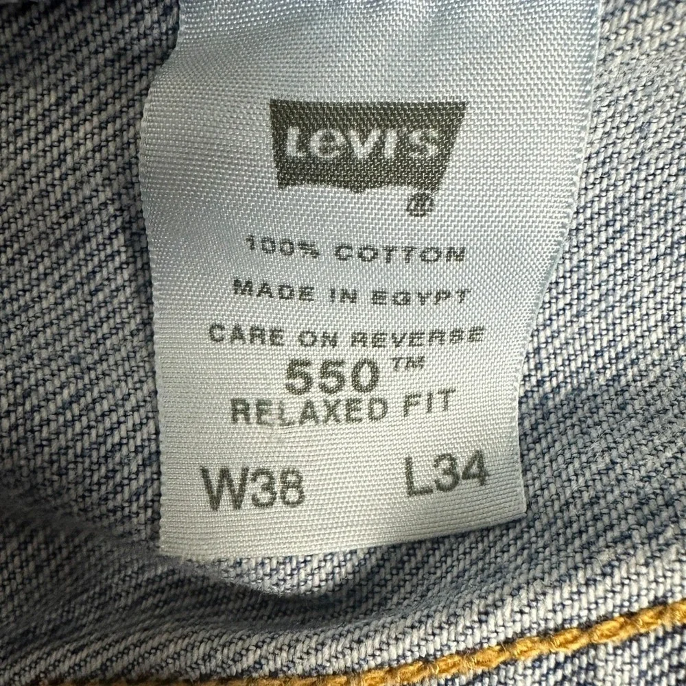 Levis 550 Jeans Mens 38X34 Blue Relaxed Fit Tapered Leg 5-Pocket Denim Casual